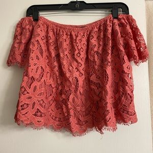 Express Across The Shoulder Coral/Pink Shirt